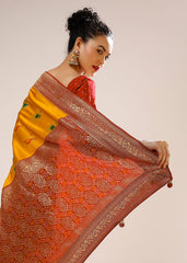 Elegant Mustard Art Silk Banarasi Saree