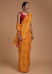 Elegant Mustard Art Silk Banarasi Saree
