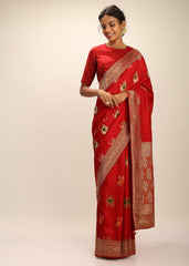 Elegant Red Art Silk Banarasi Saree