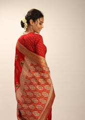 Elegant Red Art Silk Banarasi Saree