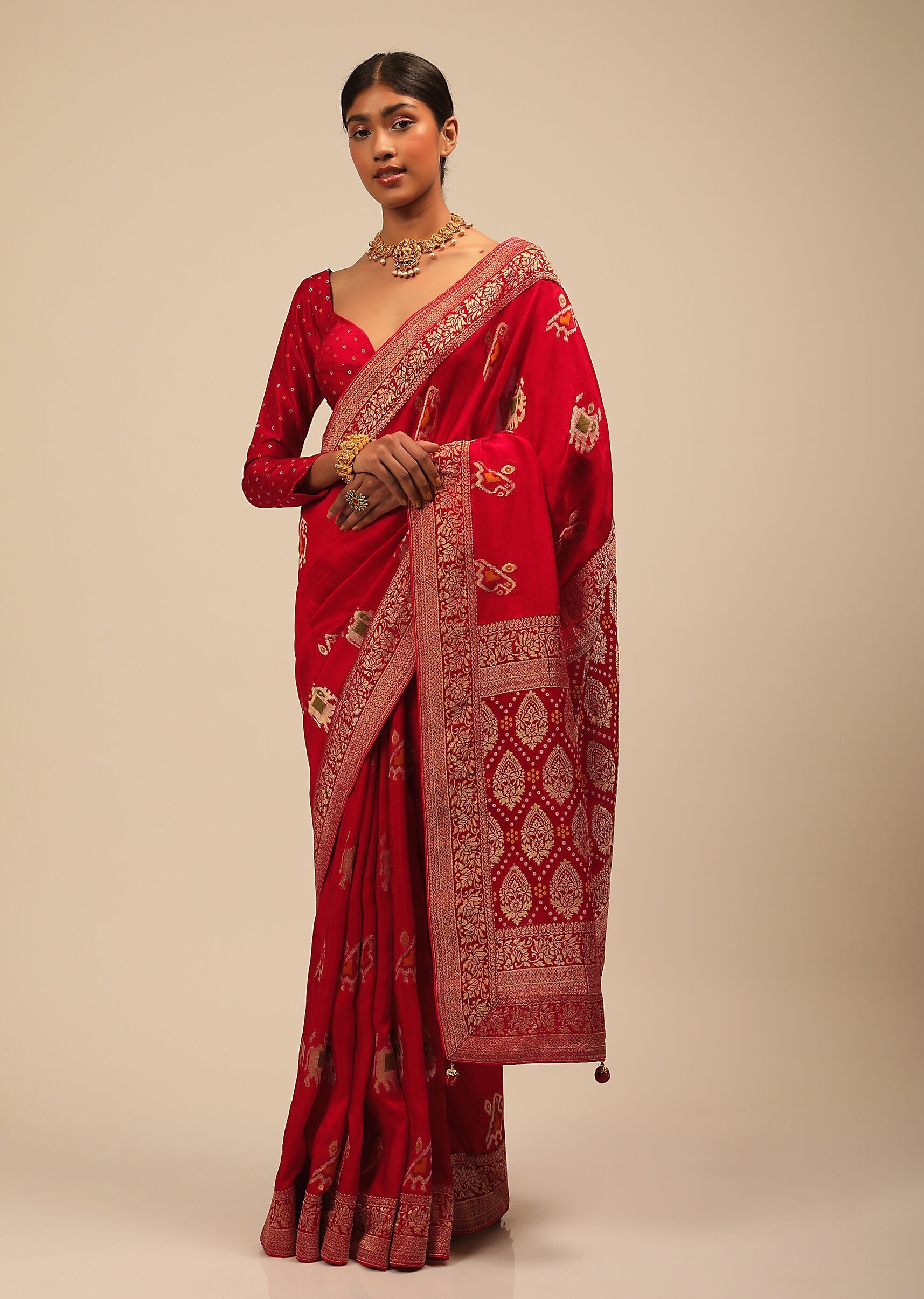 Elegant Red Art Silk Banarasi Saree