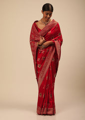 Elegant Red Art Silk Banarasi Saree