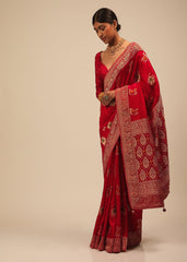 Elegant Red Art Silk Banarasi Saree