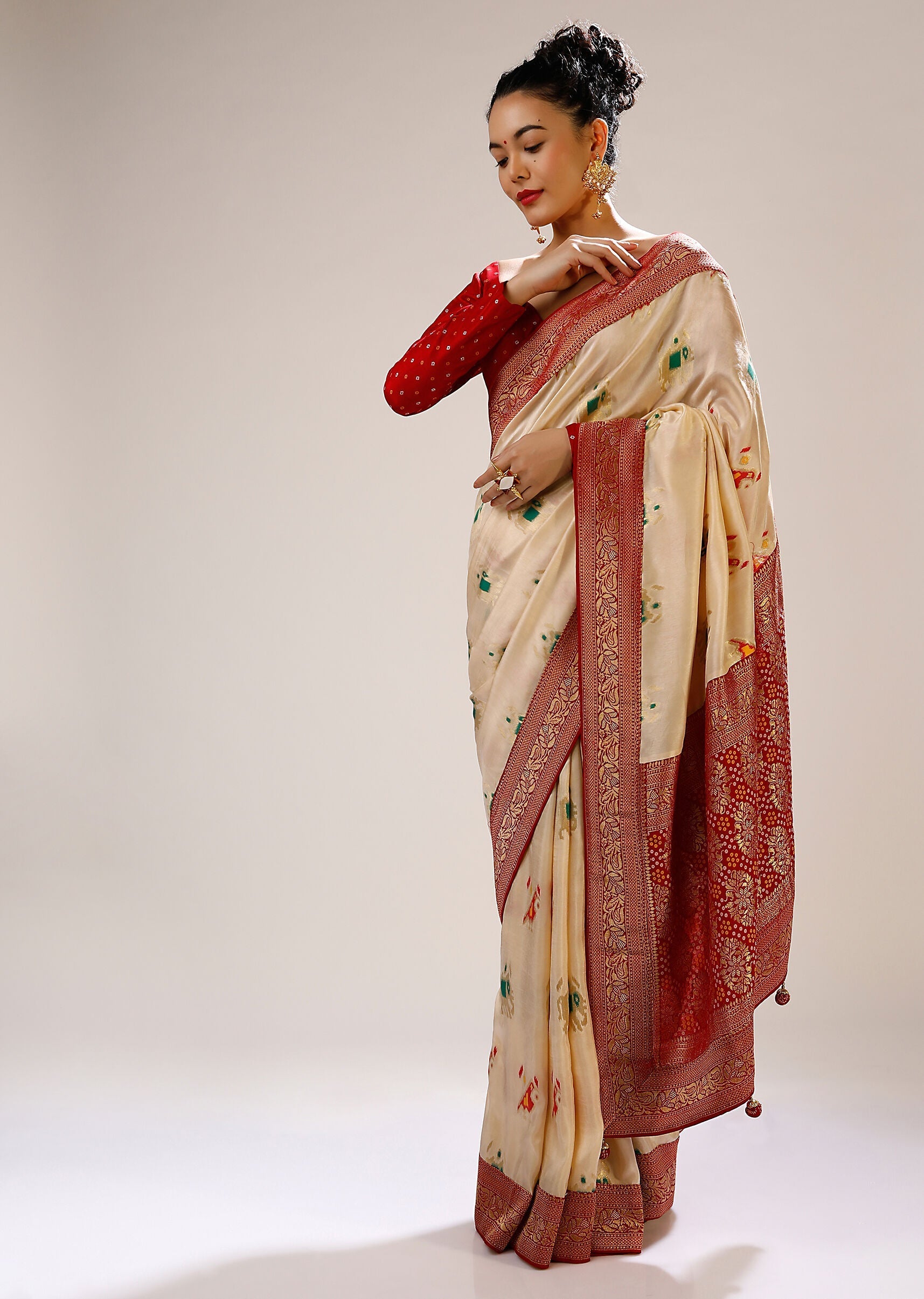 Elegant White Art Silk Banarasi Saree