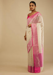 Elegant White Art Silk Banarasi Saree