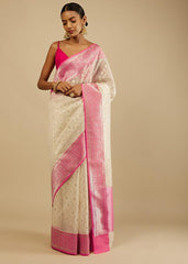Elegant White Art Silk Banarasi Saree