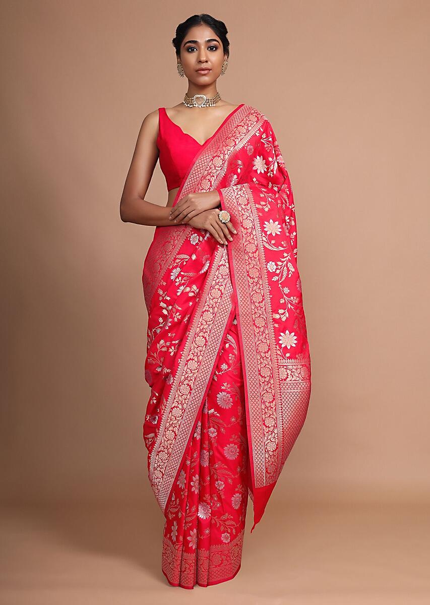 Elegant Red Art Silk Banarasi Saree