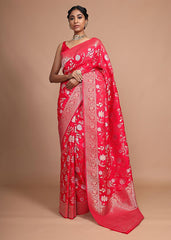 Elegant Red Art Silk Banarasi Saree