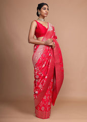 Elegant Red Art Silk Banarasi Saree