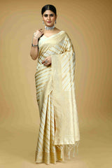 Elegant White Art Silk Banarasi Saree