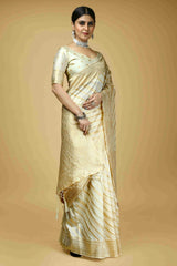 Elegant White Art Silk Banarasi Saree