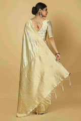 Elegant White Art Silk Banarasi Saree