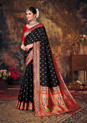 Elegant Black Art Silk Banarasi Saree