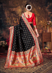 Elegant Black Art Silk Banarasi Saree