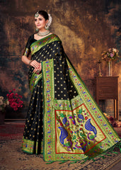 Elegant Black Art Silk Banarasi Saree