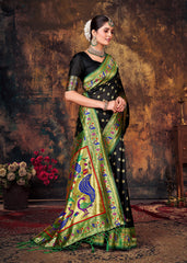 Elegant Black Art Silk Banarasi Saree