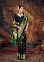 Elegant Black Art Silk Banarasi Saree