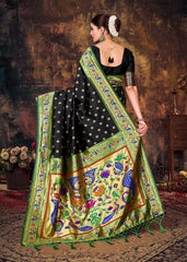 Elegant Black Art Silk Banarasi Saree