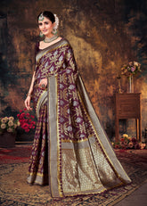 Elegant Purple Art Silk Banarasi Saree