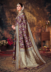 Elegant Purple Art Silk Banarasi Saree