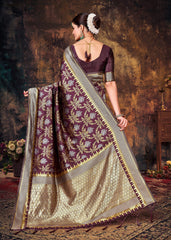 Elegant Purple Art Silk Banarasi Saree