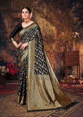 Elegant Black Art Silk Banarasi Saree