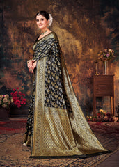 Elegant Black Art Silk Banarasi Saree