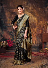 Elegant Black Art Silk Banarasi Saree