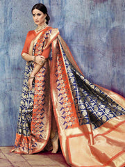 Elegant Red Cotton-Silk Woven Saree