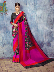 Elegant Orange Cotton-Silk Saree