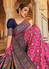 Elegant Pink Cotton-Silk Woven Saree