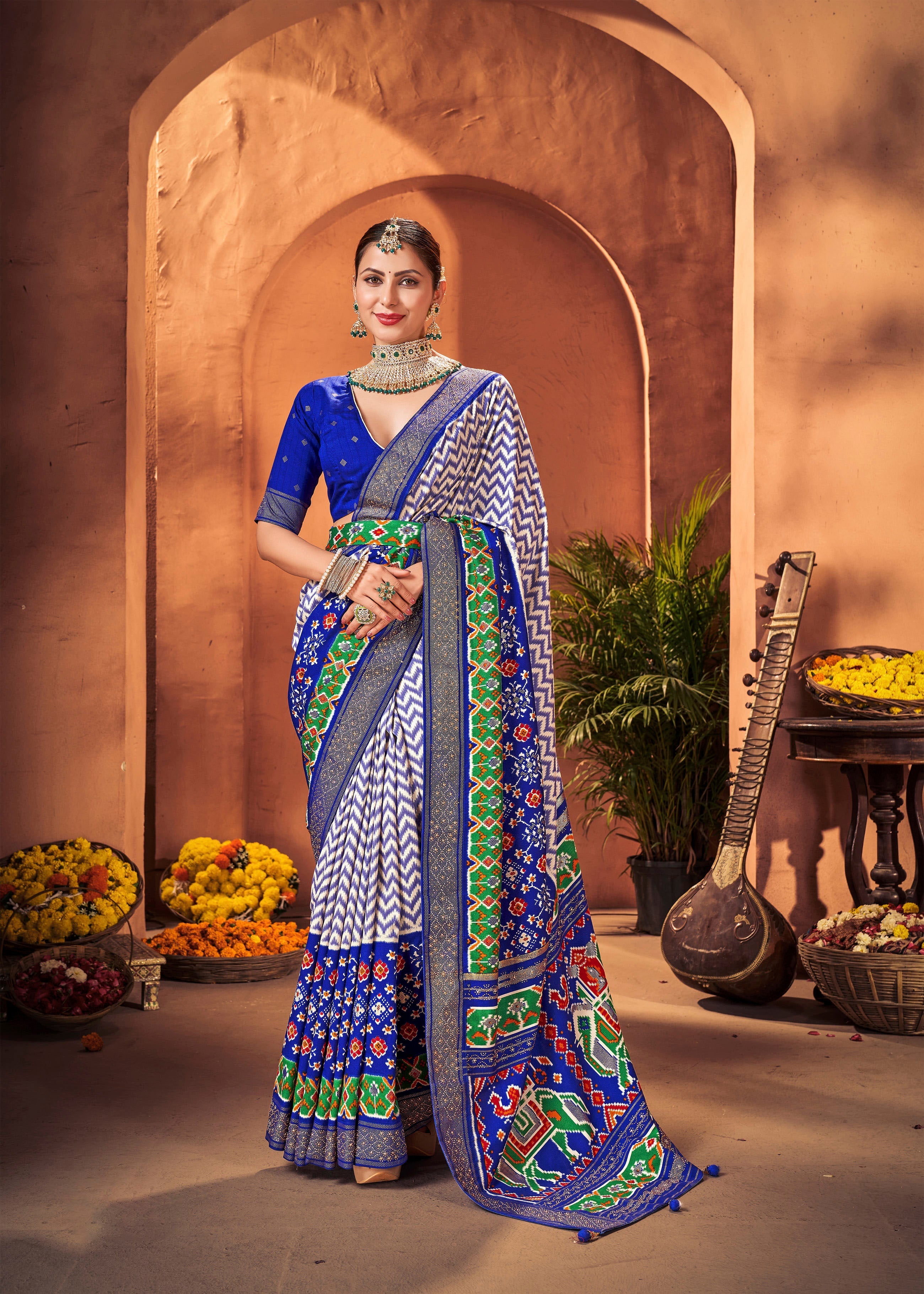 Elegant White Cotton-Silk Foil Printed Saree