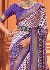 Elegant White Cotton-Silk Foil Printed Saree