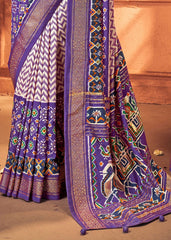 Elegant White Cotton-Silk Foil Printed Saree