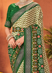 Elegant Cream Cotton-Silk Saree with Foil Print