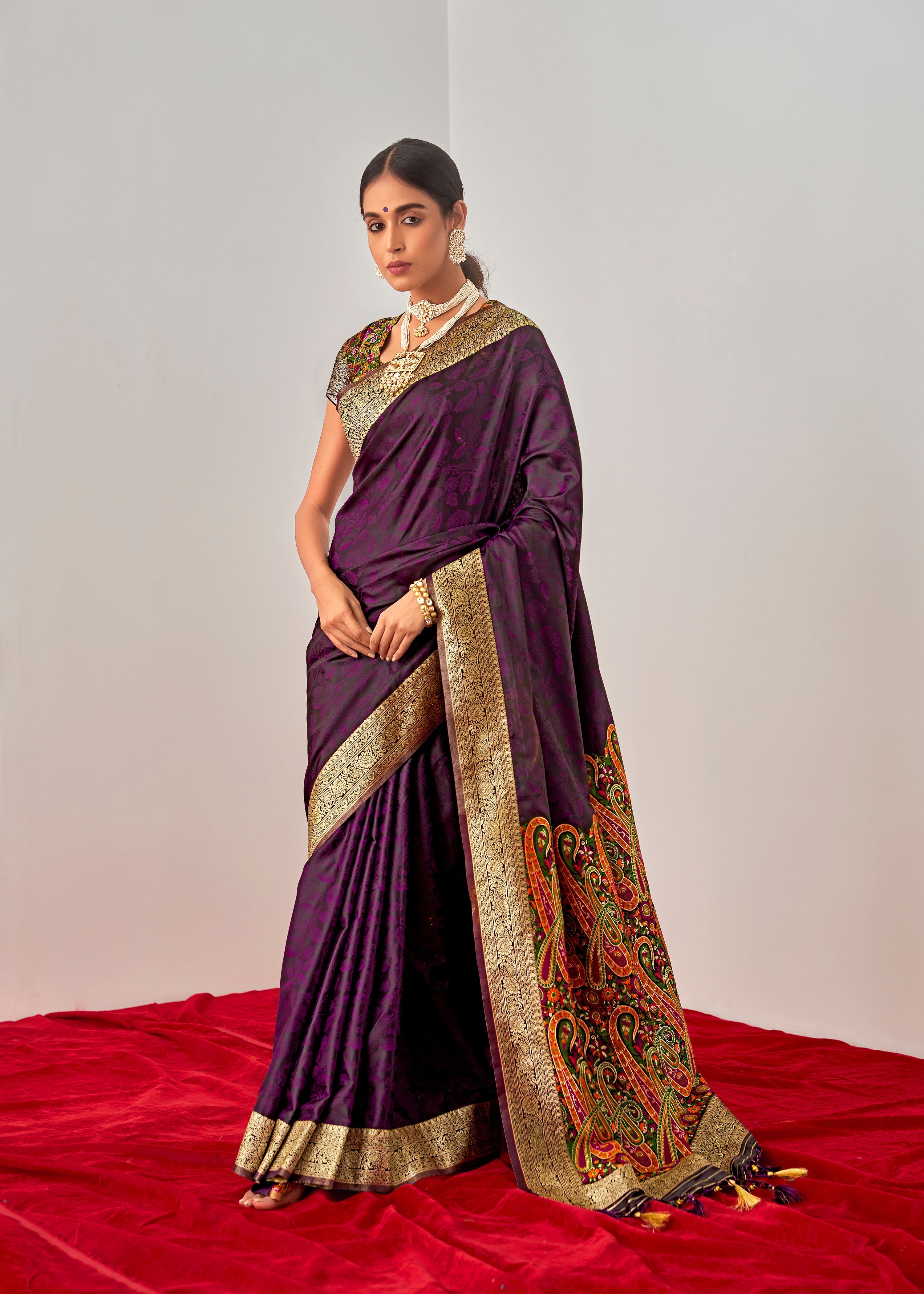 Elegant Purple Art Silk Saree