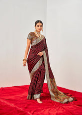 Elegant Maroon Art Silk Woven Saree