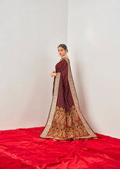 Elegant Maroon Art Silk Woven Saree