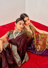 Elegant Maroon Art Silk Woven Saree