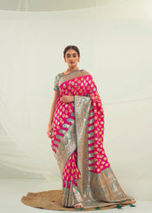 Elegant Pink Art Silk Saree