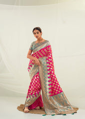 Elegant Pink Art Silk Saree