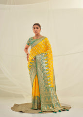 Vibrant Yellow Art Silk Woven Saree