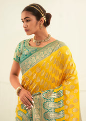 Vibrant Yellow Art Silk Woven Saree
