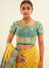 Vibrant Yellow Art Silk Woven Saree