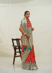 Elegant Red Art Silk Woven Saree