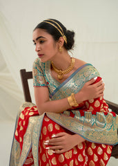 Elegant Red Art Silk Woven Saree