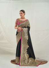 Elegant Black Art Silk Saree