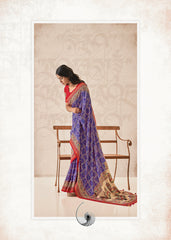 Purple Cotton Silk Foil Print Saree-3310