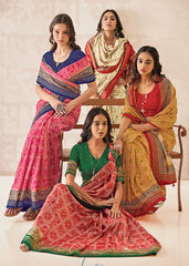 Elegant Pink Cotton-Silk Foil Print Saree