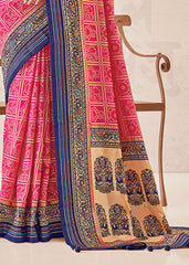 Pink Cotton Silk Foil Print Saree-3311